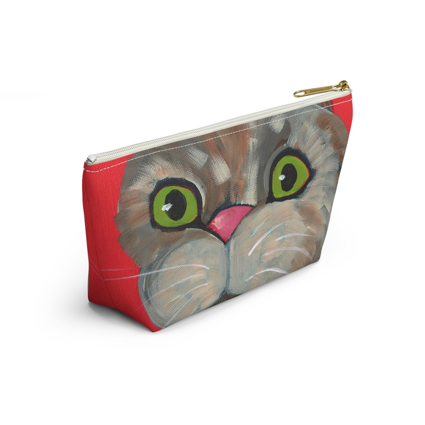 Cat Red Background Accessory Pouch w T-bottom