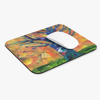 Honoring Elders Colorful Tree Mouse Pad — Vibrant Artistic Desk Mat