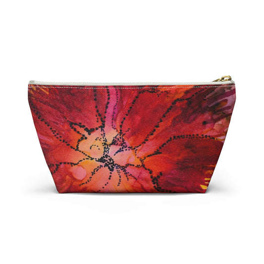 Red Ink Pointsettia Accessory Pouch w T-bottom