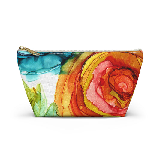 Orange Ink Accessory Pouch w T-bottom