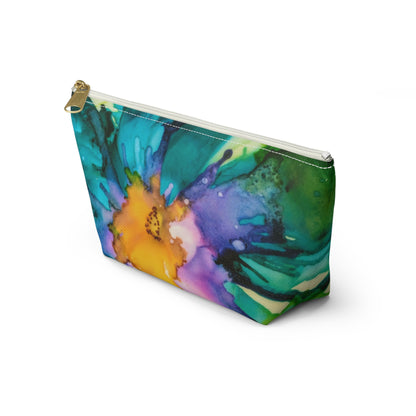 Orange Purple Teal Ink Accessory Pouch w T-bottom