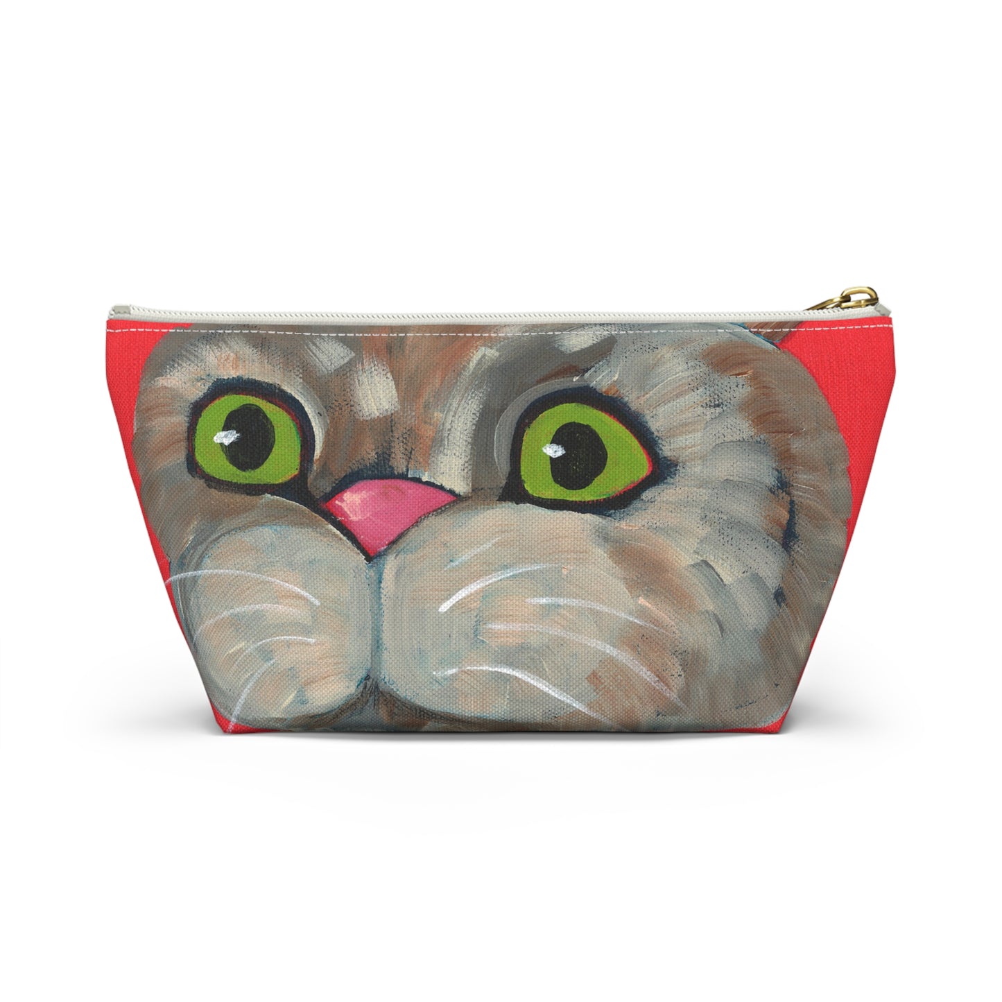 Cat Red Background Accessory Pouch w T-bottom