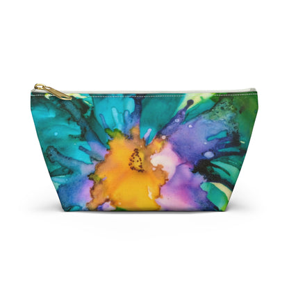 Orange Purple Teal Ink Accessory Pouch w T-bottom