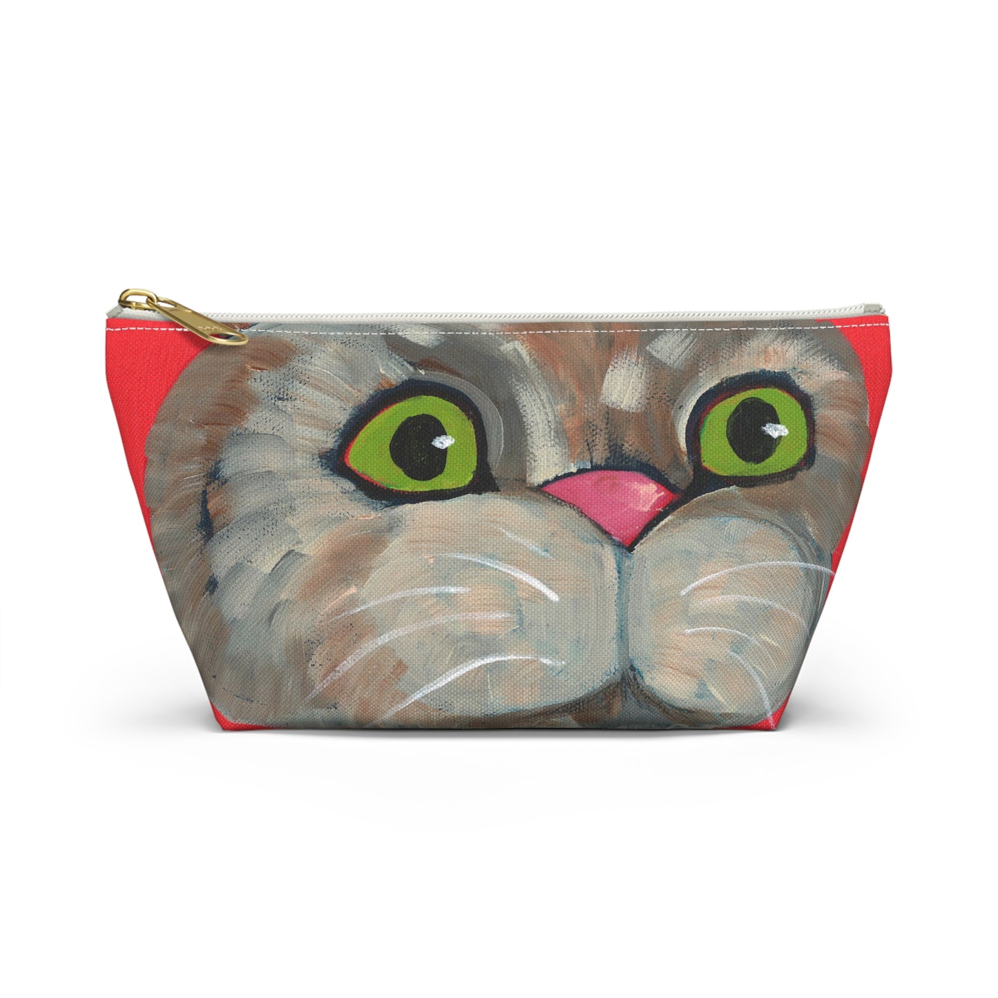 Cat Red Background Accessory Pouch w T-bottom