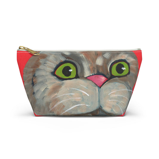 Cat Red Background Accessory Pouch w T-bottom