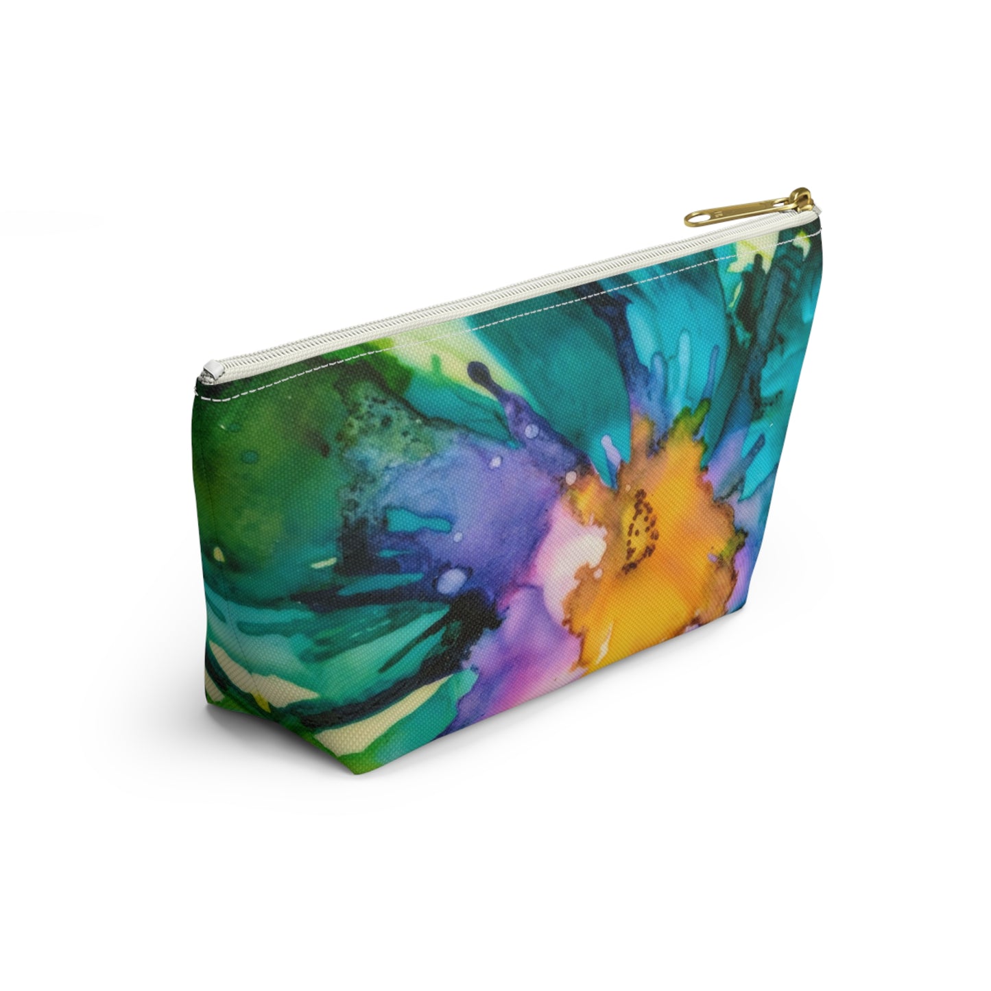 Orange Purple Teal Ink Accessory Pouch w T-bottom