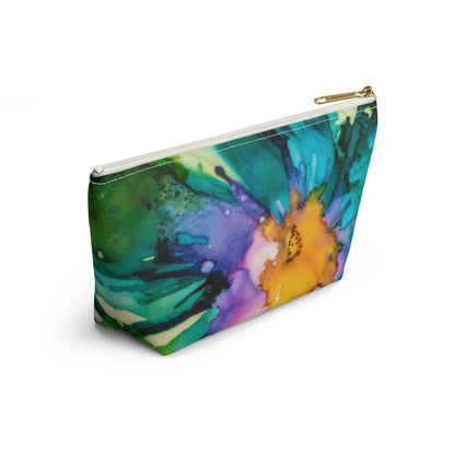 Orange Purple Teal Ink Accessory Pouch w T-bottom