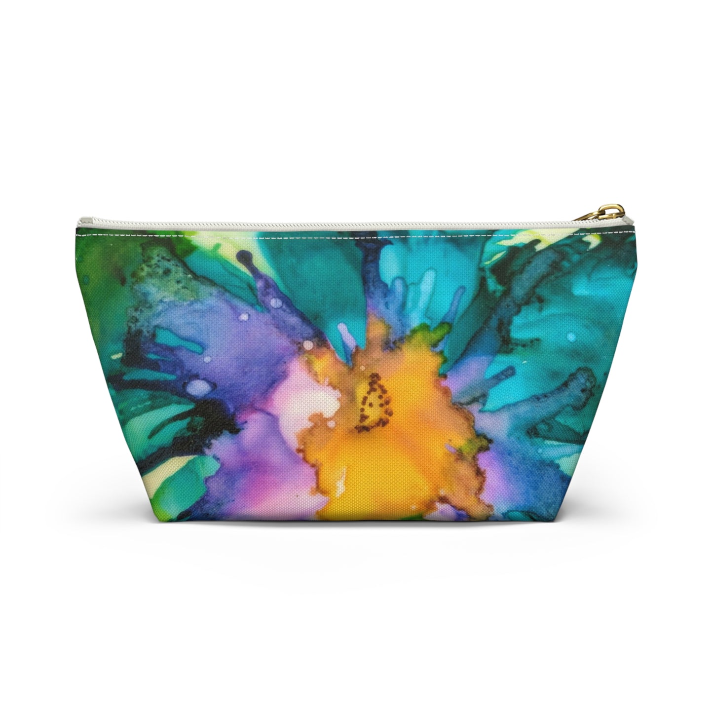 Orange Purple Teal Ink Accessory Pouch w T-bottom