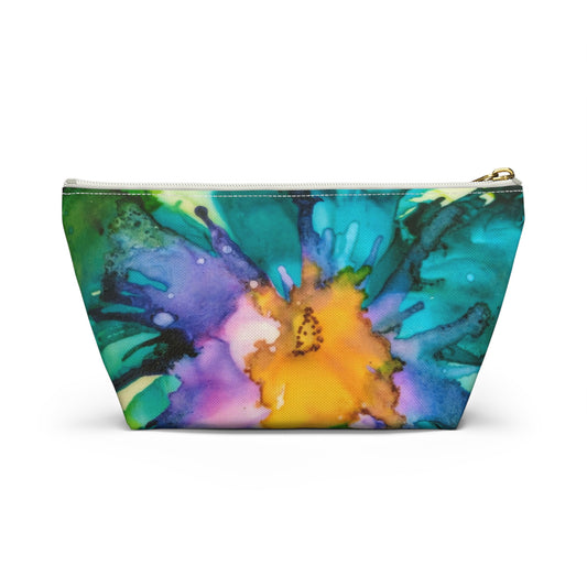 Orange Purple Teal Ink Accessory Pouch w T-bottom