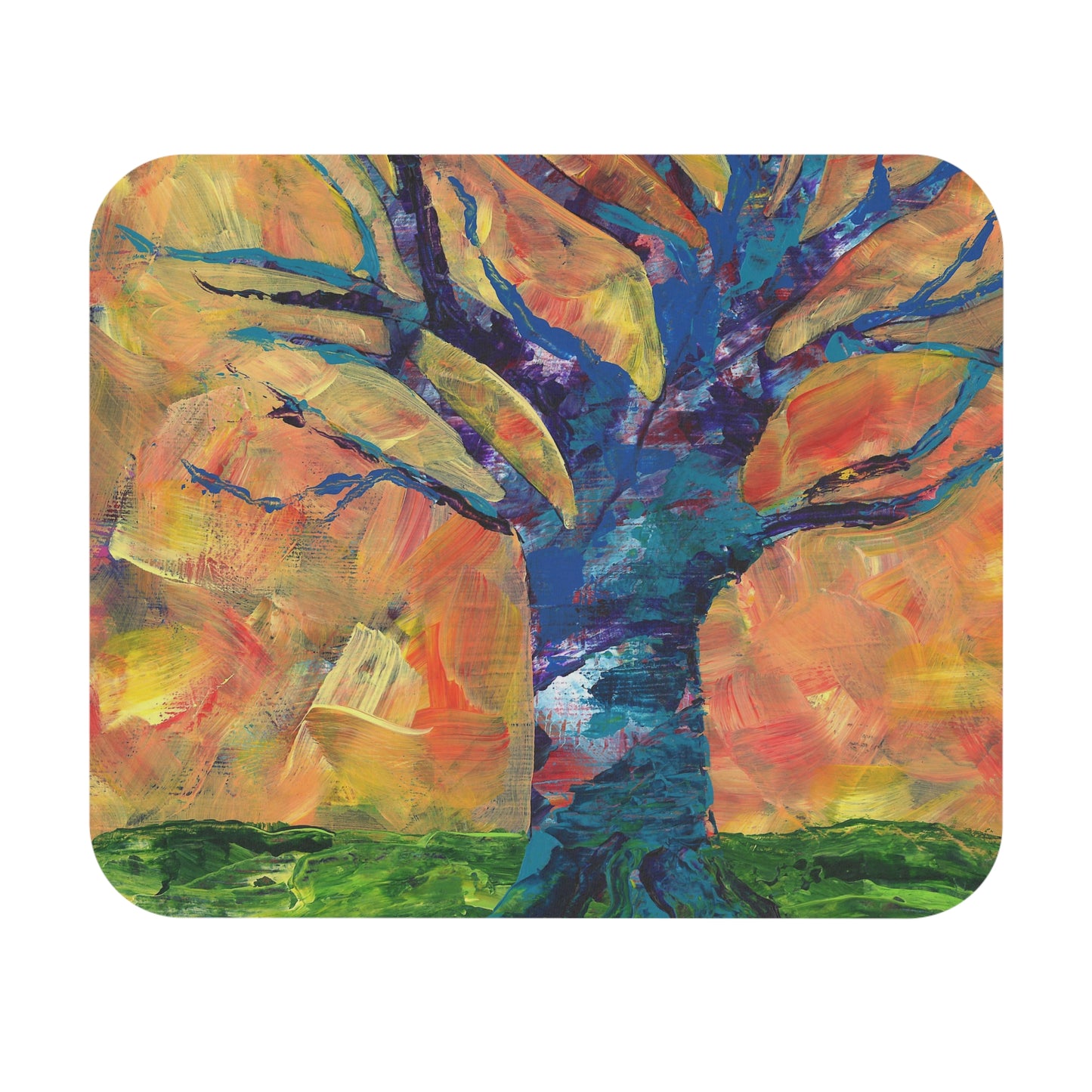 Honoring Elders Colorful Tree Mouse Pad — Vibrant Artistic Desk Mat